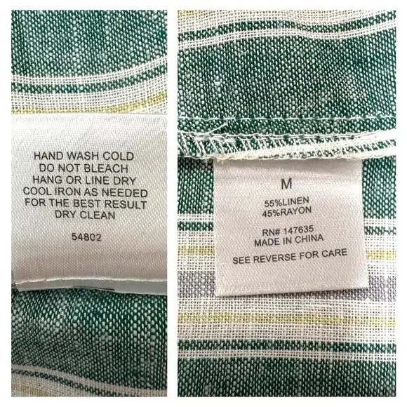 Womens Linen Blend Jumpsuit M Kelly Green Striped Wide Leg Sleeveless Tie Back - Picture 9 of 11